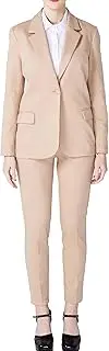[Marycrafts] Women's Business Blazer Pant Suit Set for Work, Beige, 14