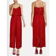 Rachel Roy Tara Sequin Jumpsuit Size M New Valentine's Day Red Holiday Formal