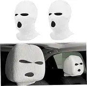 Car Headrest Cover 2Pcs 3 Hole Funny Face Front Seat Headrest Covers for Cars Universal Decorative Acrylic Fiber Head Rest Cover for Car