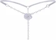 [CXJGCRDM] Belly Chain Woman Sexy Panties Pearl Open Crotch Thongs Chain Thongs for Women Sexy Thong Lingerie for Women