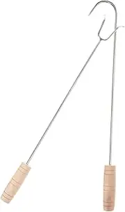 2pcs Ergonomic Meat Hook Convenient Roasting Tool for Kitchen and Butcher Shops Sturdy Handle with Prongs for Pork