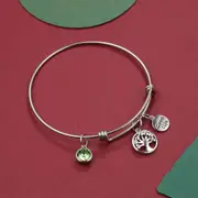 Inspiring Tree of Life Adjustable Bangle in White Gold Embellished With SWAROVSKI® Crystals