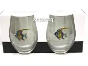 RACHEL ZOE RHINESTONES COASTAL FISH BEJEWELED STEMLESS WINE GLASSES