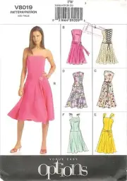 Uncut Vogue Easy V8019 Sewing Pattern Misses Dress Sash and Belt Size: 18-20-22