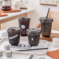 在飛比找ETMall東森購物網優惠-一次性咖啡杯便攜吸管手提美式透明打包外帶蓋商家奶茶店專用