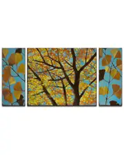 Ready2HangArt Brilliant Ginkgo 3 Piece Wrapped Canvas Wall Art Set