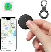 [VISOOP] Ultra-Light & Mini Bluetooth Tracker, Smart Tracker Tag IP67 Waterproof, Phone/Keys/Luggage/Suitcases/Wallets Finder, Compatible with Find My(iOS Only), Replaceable Battery, (Black-1Pcs)