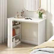 Costway Computer Desk Modern Simple Home Office Desk w/Bookshelf Wooden Writing Desk White