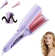 Curluxe French Curls Iron, Curluxe Create Frizz-Free French Curls Effortlessly, 4 Levels of Heat Regulation, 15-Second Heat-Up, 32mm Travel Curling Iron (Purple)