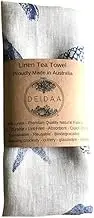 Deidaa Retro Print Tea Towel - Dish Cloth for Kitchen - Made of High-Quality European Linen - Reusable & Biodegradable Towels - Lint-Free & Quick Drying Durable Kitchen Towels (Shell/Blue)