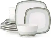 [Noritake] Colorscapes Layers Sage 12-Piece Square Dinnerware Set, Service for 4.,