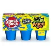 ⚫️ New Snack Pack Sour Patch Kids Blue Raspberry Jello Pudding Cream Cups 3.25oz
