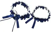 [FOMIYES] Classic Style Bowknot Lace Garter Soft Elastic Leg Ring Accessory for Wedding Suitable for Women Blue