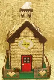 Tissue Box Cover State of Texas Handmade Brown, Beige With Green One of a Kind