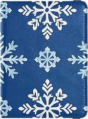 [Amooorous] Trendy Snowflake Blue Leather decorative passport holder for travel women Travel Documents Organizer Protector Passport Holder Case Ultra Slim, trendy snowflake blue, 1 size