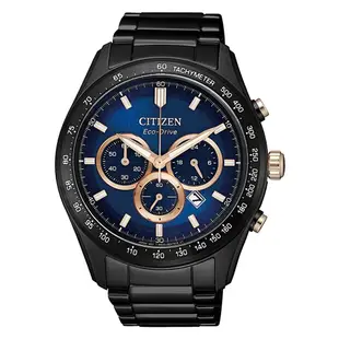 CITIZEN 星辰 Eco-Drive 暮光耀動時尚光動能不鏽鋼男腕錶/藍x黑(CA4458-88L)