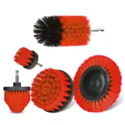 5Pcs Red Drill Brush Electric Brush Set Kit Car Soft Brush Drill Kit Bathroom Ki