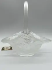 Vintage Fenton Frosted Glass Water Lily Basket
