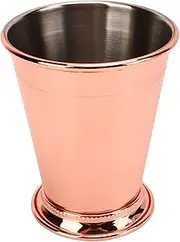 Stainless Steel Julep Cup, Hammered Beaded Mint Cup, 188g Vintage Barware with Wide Base, Professional Home Bartending Essential (Rose Gold)