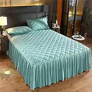 Bed Valance Skirt 3-Piece Set Fitted Bed Skirt Bedspread Coverlet Bed Sheet 120/150/180/200cm Dustproof Ruffle Individual/Double Bed Princess Sheets Ruffled Cotton Non Slip