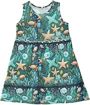 [Caihoyu] Girl Summer Tank Dresses Kids A-line Spring Dresses Easter Outfit, Multicolor08, 8 Years