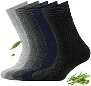 [H HOME-MART] Bamboo Socks,5 Pair Mens Ankle Quarter Dress Socks, Premium Quality Bamboo Rayon Socks for Men, Patterned Mens Socks