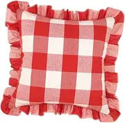 COMNESTBI Ruffle Decorative Cushion Cover for Sofa Bed Elegant Red Throw Pillow Case with Invisible Zipper Modern Design Material Home Decoration for