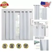 Luxury Room Darkening Curtains - 2 Panels, Grommet Style, Greyish White, 42x68