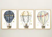 [Namly Design] Posters - Bear on a Balloon / Set of 3