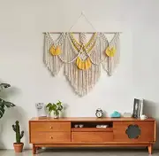 Hanging Macrame Wall Art Tapestry, Bohemian Macrame Decorative Tapestry Yellow