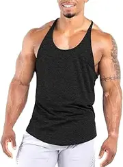 [Agilelin] Men's Muscle Stringer Tank Top, Gym Training Muscle Shirts, Stretch Sports T-Shirts, Quick-Drying Fitness Shirt with Y-Back