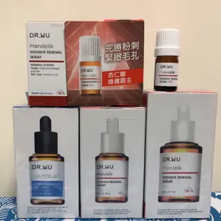 DR.WU達爾膚杏仁酸毛孔緊緻化妝水/杏仁酸18%煥膚精華/神經醯胺保濕精華/潤透光密集淡斑精華/杏仁酸毛孔緊緻化妝水