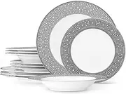 [Noritake] Infinity 12-Piece Set, Service for 4 in Black/Graphite/Grey, Multicolor
