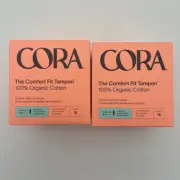 New, 2x18 count Cora Comfort 100% Organic Tampons Regular Fragrance Free