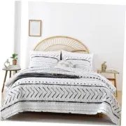 Boho Bedding Bedspreads Queen Size,3 PCS Bohemian Quilt Set with Geometric