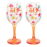 2PK Gibson Gifts 50 Birthday Party Wine Glass Toasting Tumbler Drinkware Orange