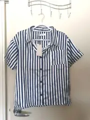 Betty Basics Size S Blue Striped Shortsleeved Womens Pj Set