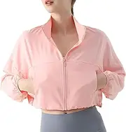 [NWUGTHTX] Women's UPF 50+ Sweat Jacket, Stand Collar Sun Protection Workout Outdoor Clothing, Lightweight and Style