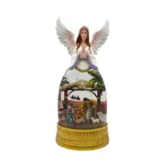 Christmas Water Lantern Snow Globe Guardian Angel Nativity Scene with Music
