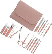 AUTSUPPL Rose Gold Nail Manicure Set 16pcs Multi-functional Tools Cuticle Nipper Nail File Clippers Grinder for Women