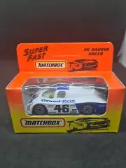 New 1984 Matchbox #46 SAUBER GROUP C GP Racer White/Blue 1:55 Vintage Diecast