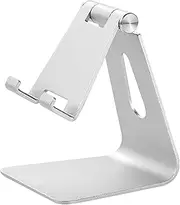 zolyet Z4A Adjustable Cell Phone Stand Foldable Desktop Phone Holder Aluminum Ally 270°Rotatable Cradle Portable Dock Compatible with Phones Tablets for Desk Bedside (Small Size) Silver Small Size