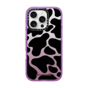 iPhone 16 Pro Impact Case MagSafe Compatible Black Cow Print by Corey Paige Designs