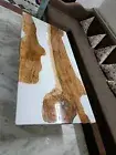 White Epoxy Resin Dining Table Top Acacia Wooden Luxury Bar Counter Desk Decors