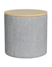 [Artiss] Linen Round Storage Ottoman 40cm in Grey