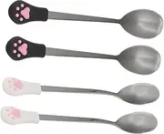 OATIPHO 4pcs Dog Cat Stainless Steel Pet Food Spoon Cat Claw Design Large Serving Spoons for Dogs