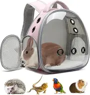 Ioview Portable Travel pet Backpack Carrier Hamster Bag Guinea Pig Bird Small Dog cat Backpack Turtle Carrier Rabbit Cage Rabbit Guinea Pig Squirrel Bearded Dragon Breathable Hangbag (Pink)