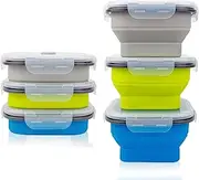 3pcs Collapsible Food Storage Containers with Lids, 5.9 x 5.9 x 3.3inch Silicone Lunch Container Bento Box for Sandwiches Salads Snacks Cereal, Microwave Safe, 900ml