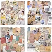 4 Packs Vintage Pattern Paper Scrapbooking Paper Decorative Paper with Stickers Single-Sided in Various Sizes and Shapes for Card Making Art and Craft Collage Gift Wrapping (Romantic)