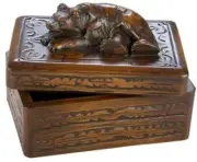 Box MOUNTAIN Lodge Smiling Bear Lidded Resin Hand-Painted Hand-Cast Pain